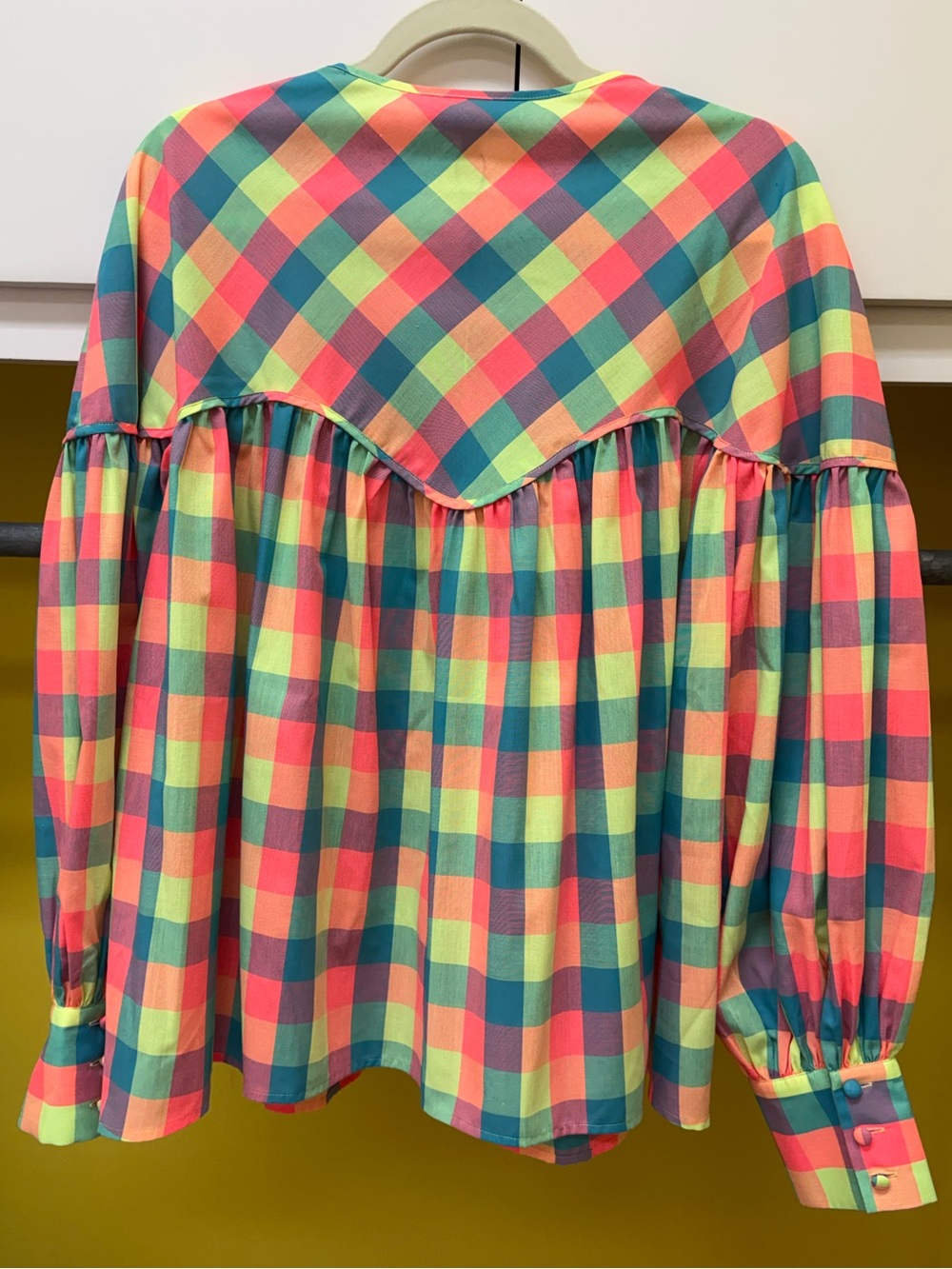 NWT HUNTER BELL Naya Blouse. Key Largo Plaid. Size XL. Retail price $375. - Picture 6 of 9